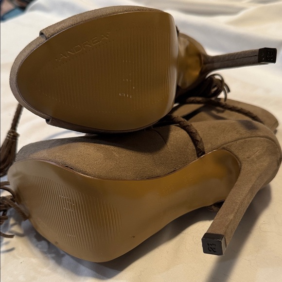 Andrea by Sadek Brown Braided-Wrap Suede‎ Heeled Ankle Boots, Women’s Size 8” - Picture 6 of 9